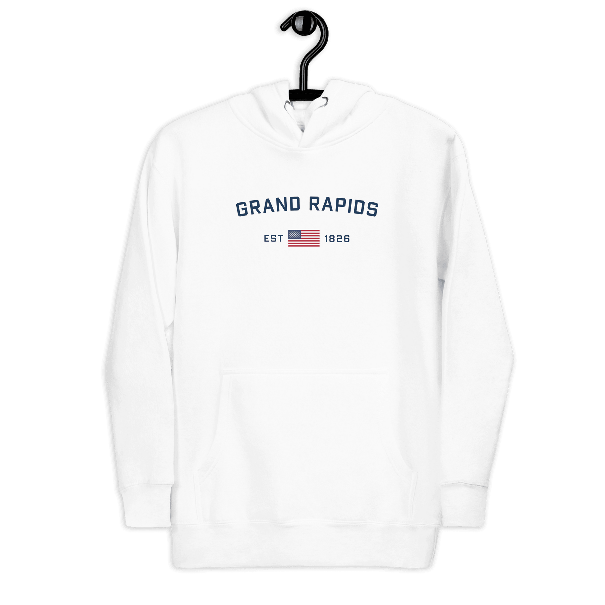 'Grand Rapids EST 1826' Hoodie (w/ USA Flag Outline) | Unisex Premium - Circumspice Michigan