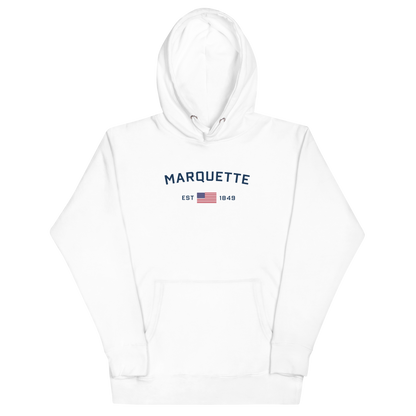 'Marquette EST 1849' Unisex Premium Hoodie (w/ USA Flag Outline)