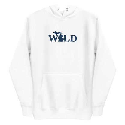 Michigan 'Wild' Hoodie (Woodcut Font w/ MI Outline) | Unisex Premium - Circumspice Michigan