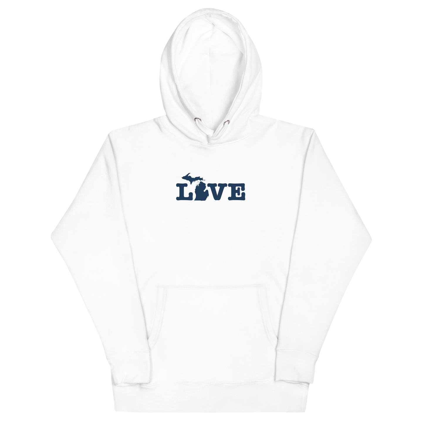 Michigan 'Love' Unisex Premium Hoodie (Typewriter Font w/MI Outline)