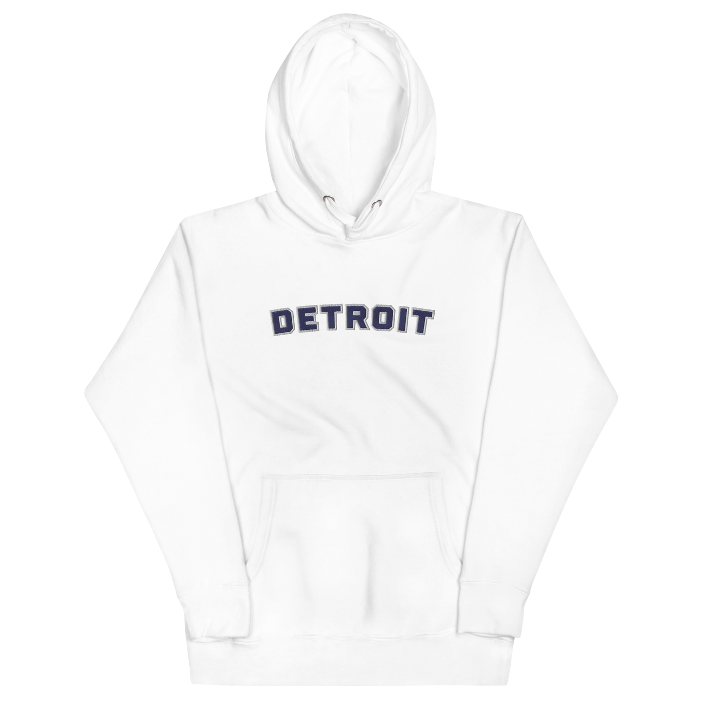 'Detroit' Unisex Premium Hoodie (Athletic Font) | Navy Embroidery