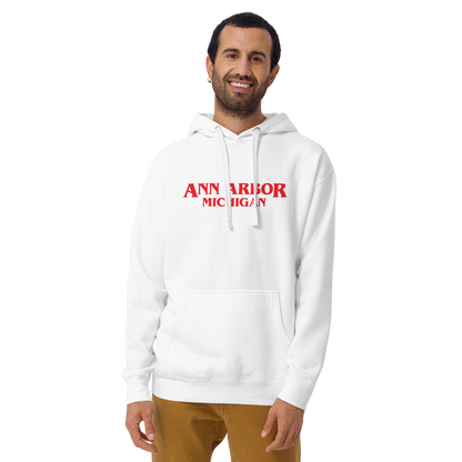 'Ann Arbor Michigan' Unisex Premium Hoodie (1980s Drama Parody)