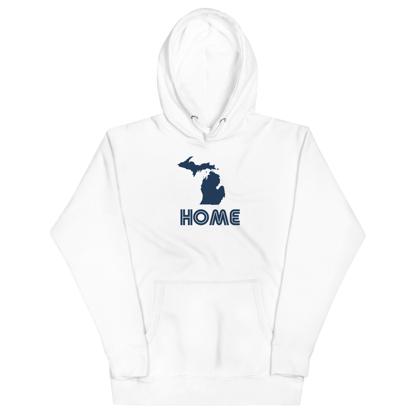 Michigan 'Home' Unisex Premium Hoodie (1970s Audiophile Font w/MI Outline)