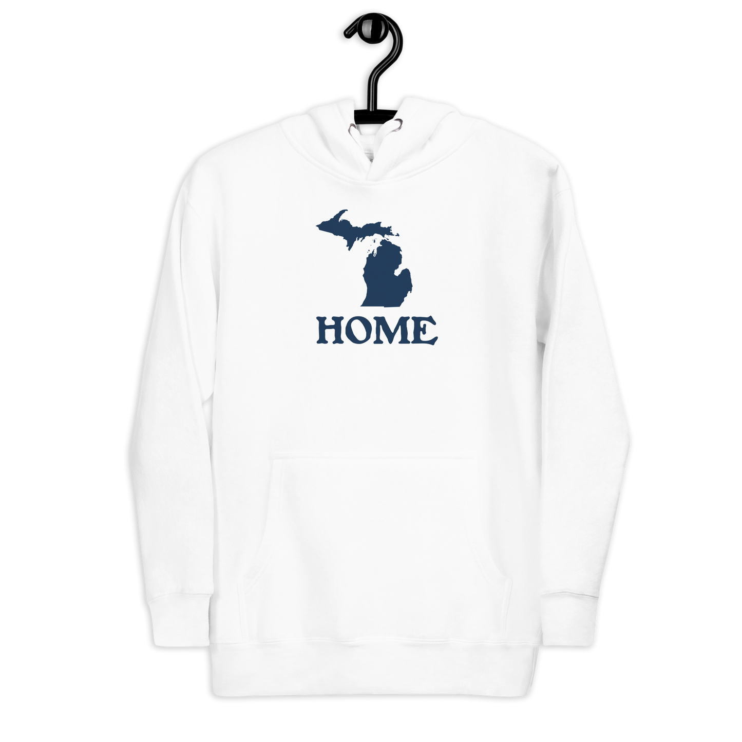 Michigan 'Home' Unisex Premium Hoodie (Woodcut Font w/ MI Outline)