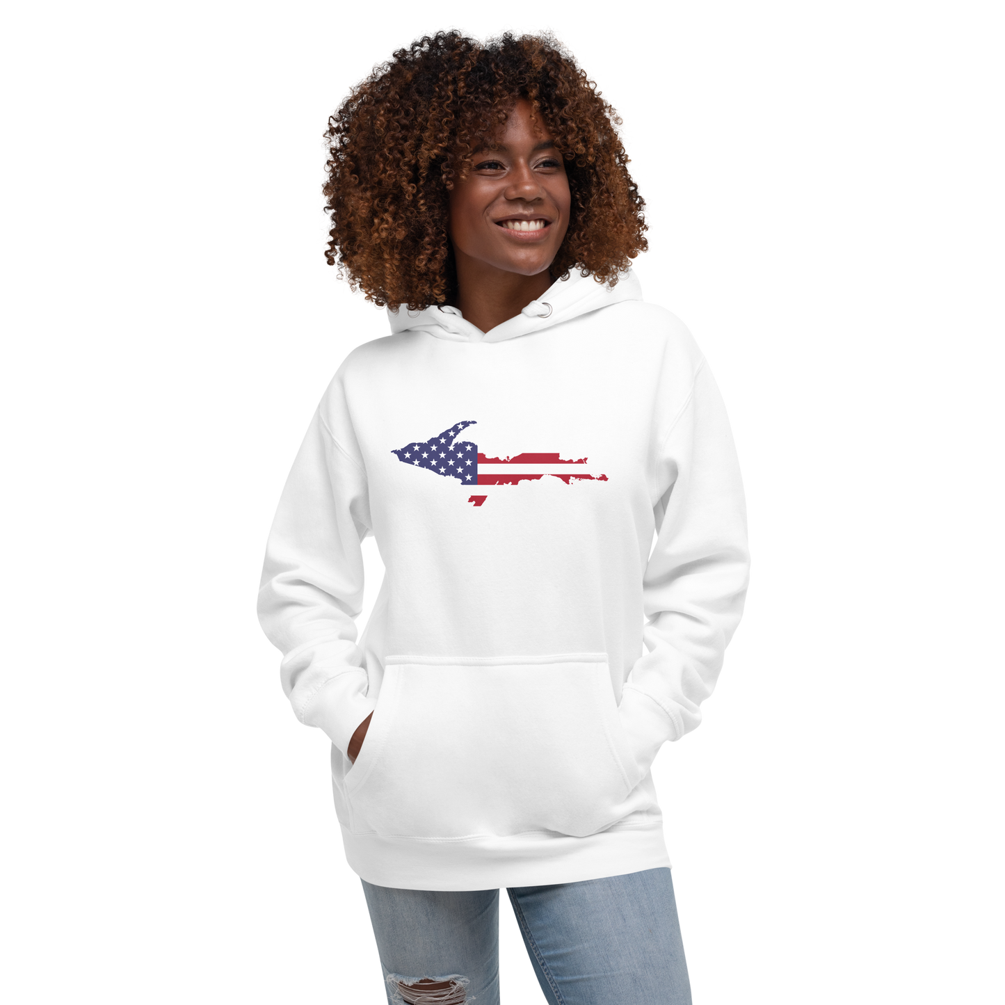 Michigan Upper Peninsula Hoodie (w/ UP USA Flag Outline) | Unisex Premium