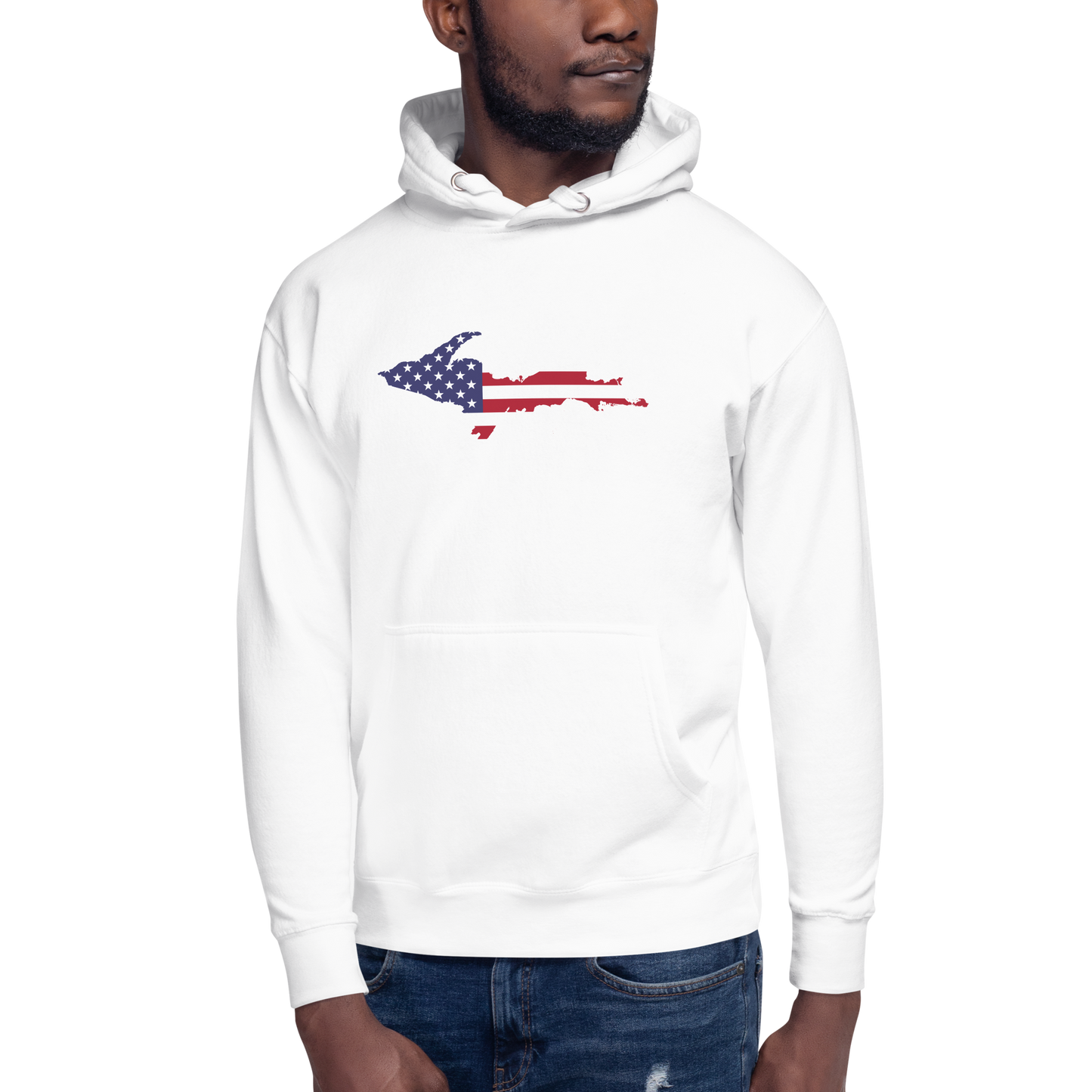 Michigan Upper Peninsula Hoodie (w/ UP USA Flag Outline) | Unisex Premium