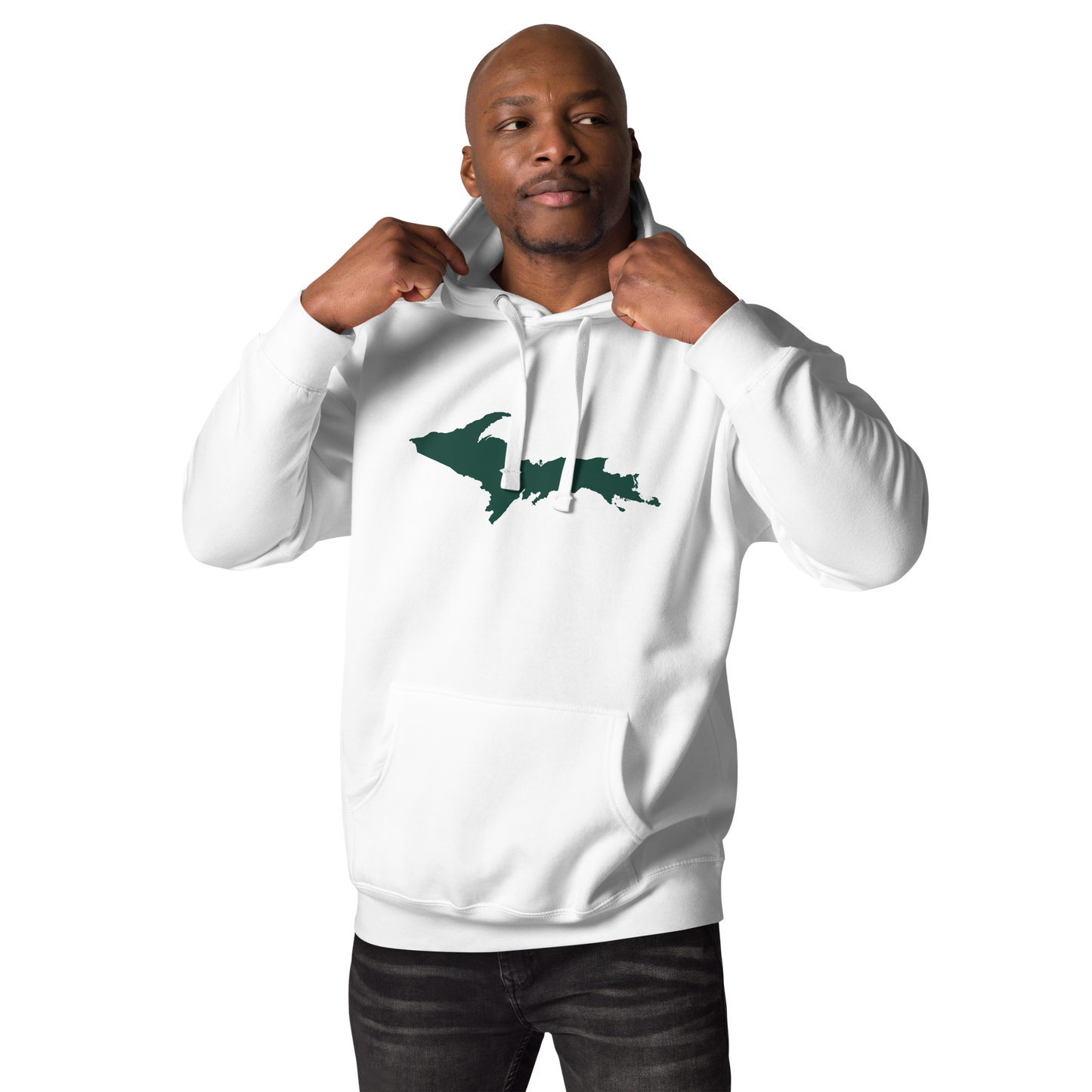 Michigan Upper Peninsula Hoodie (w/ Green UP Outline) | Unisex Premium