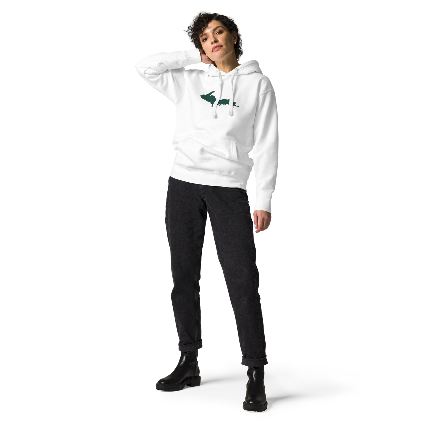 Michigan Upper Peninsula Hoodie (w/ Green UP Outline) | Unisex Premium