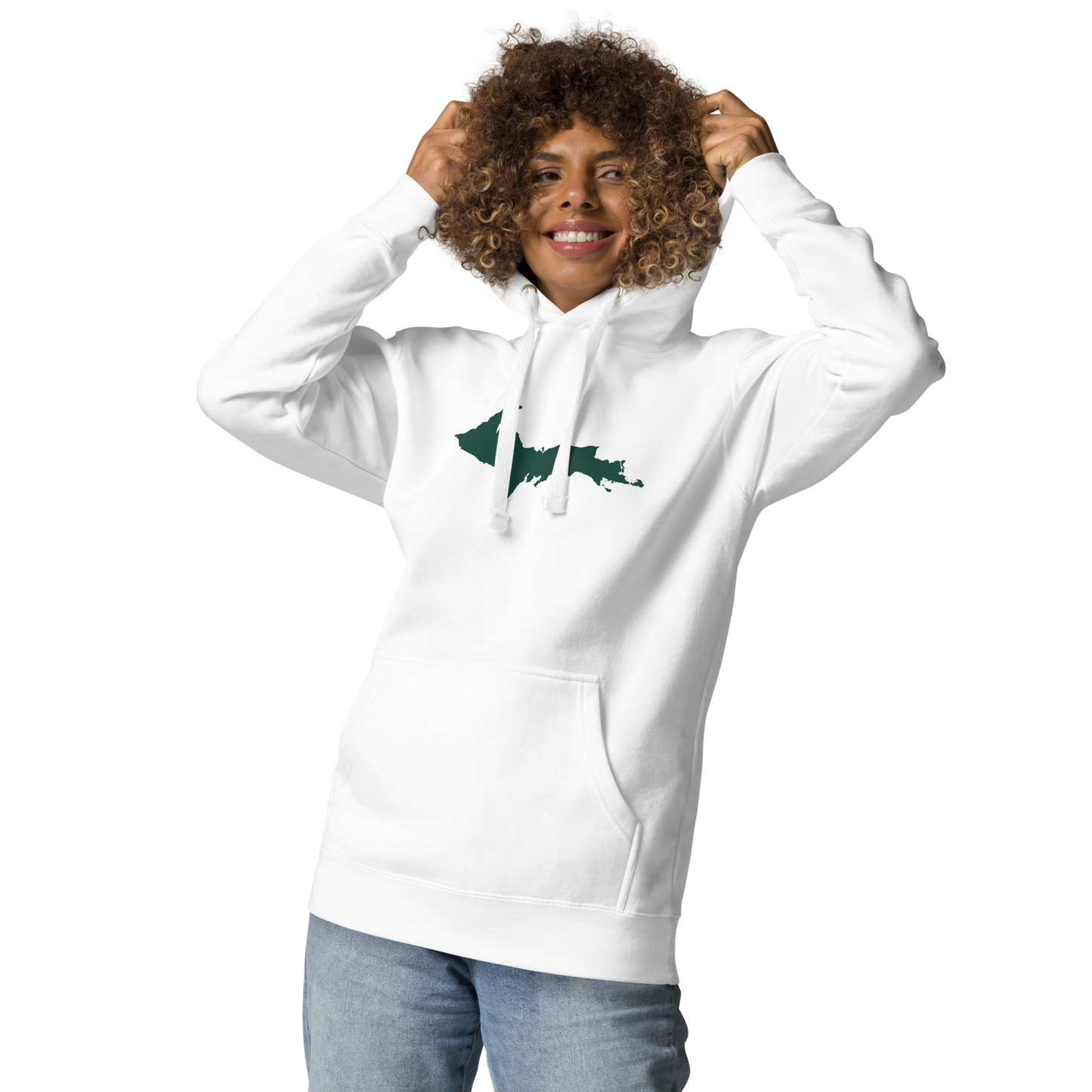 Michigan Upper Peninsula Hoodie (w/ Green UP Outline) | Unisex Premium