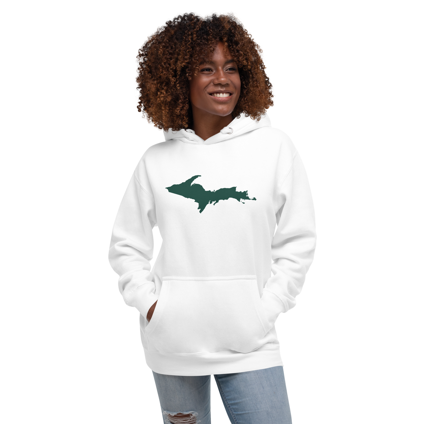 Michigan Upper Peninsula Hoodie (w/ Green UP Outline) | Unisex Premium