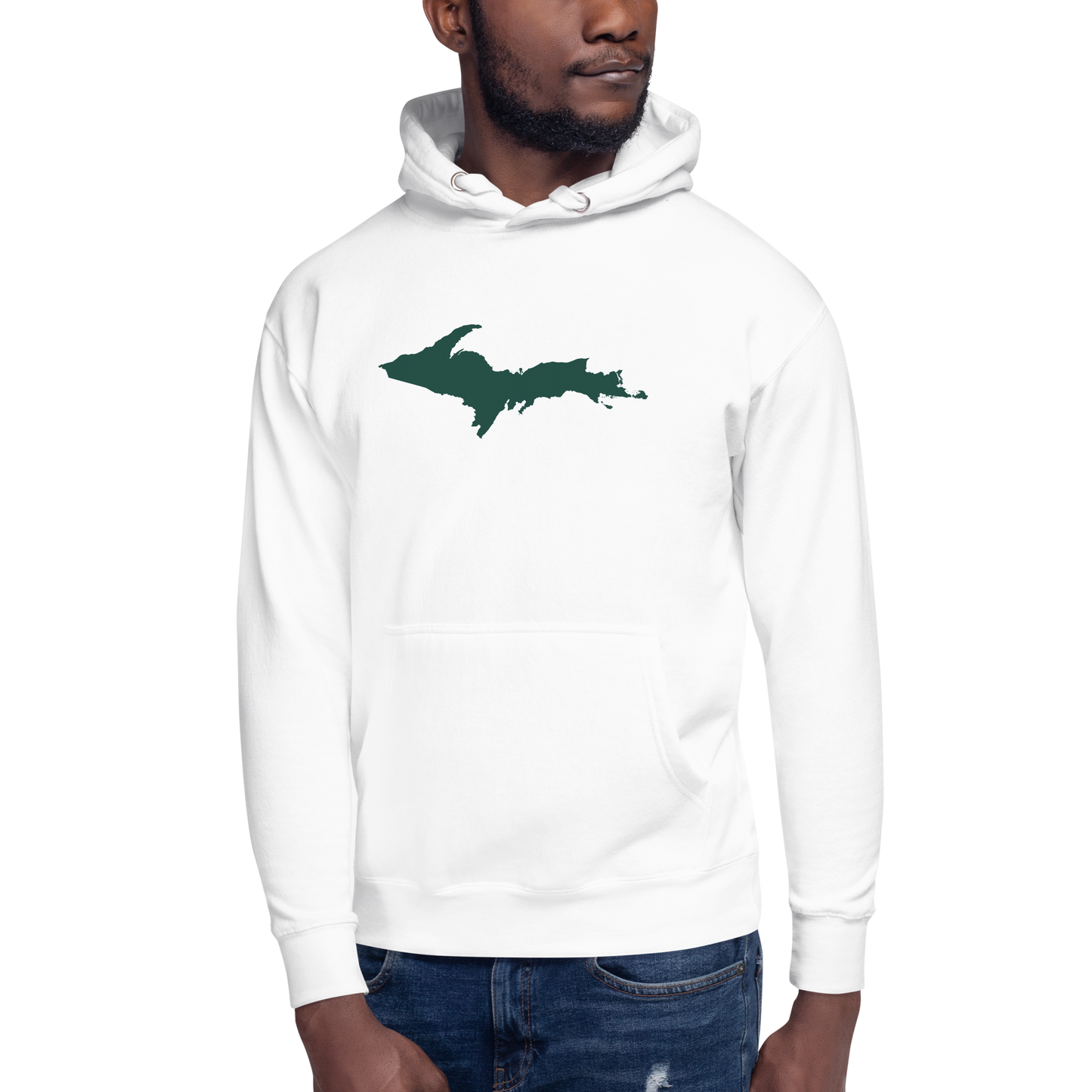 Michigan Upper Peninsula Hoodie (w/ Green UP Outline) | Unisex Premium