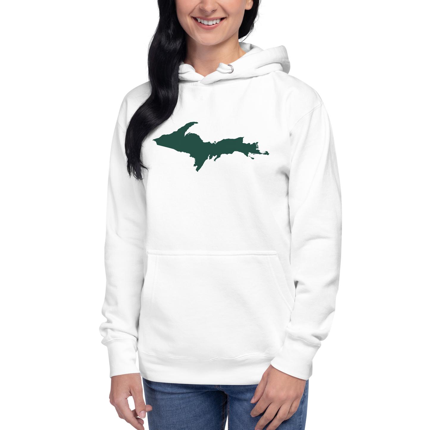 Michigan Upper Peninsula Hoodie (w/ Green UP Outline) | Unisex Premium