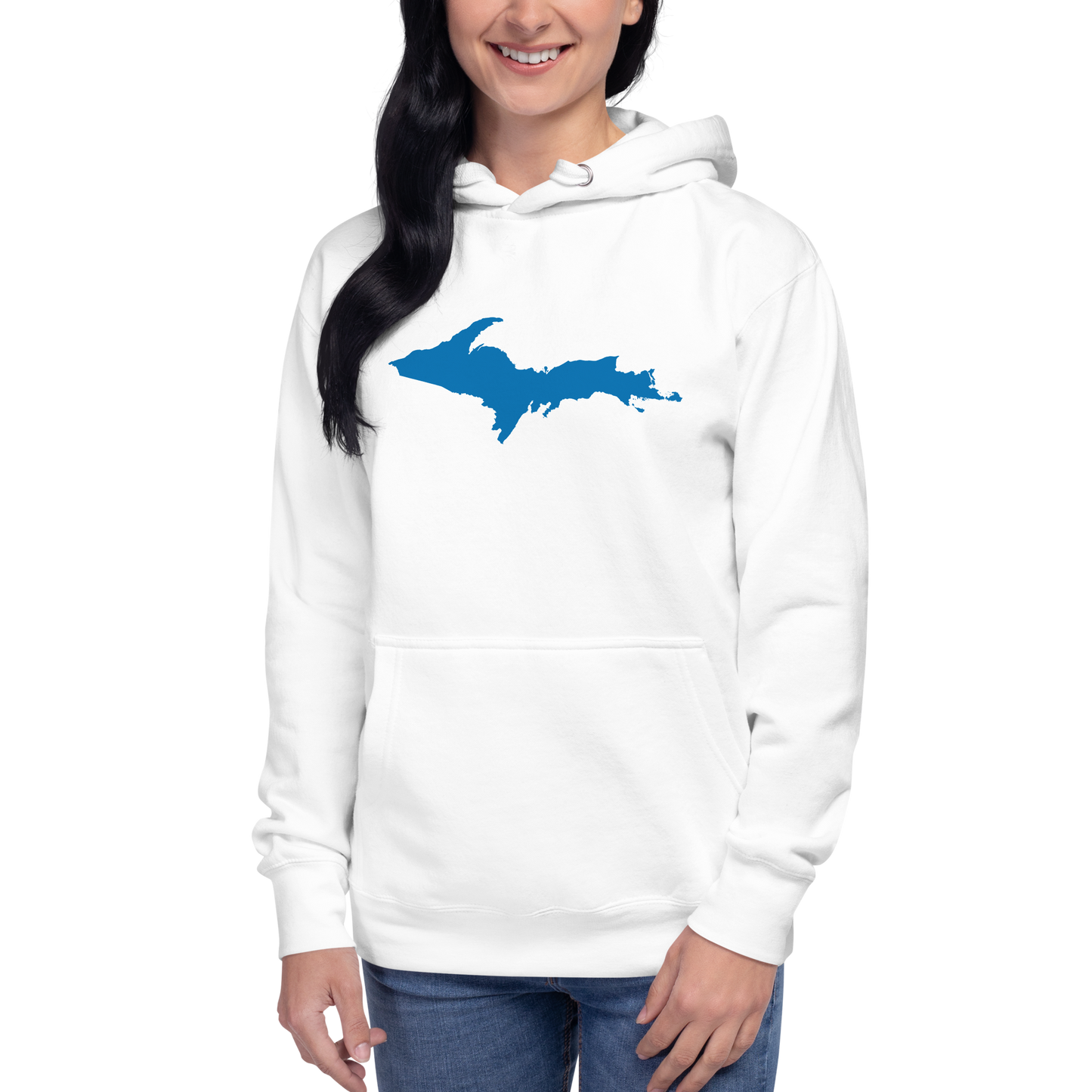 Michigan Upper Peninsula Hoodie (w/ Azure UP Outline) | Unisex Premium