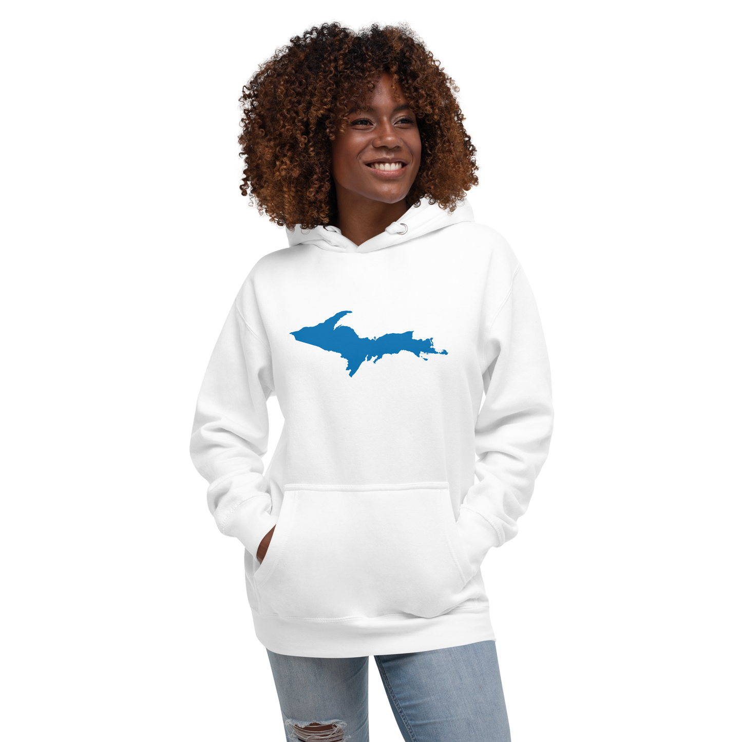 Michigan Upper Peninsula Hoodie (w/ Azure UP Outline) | Unisex Premium