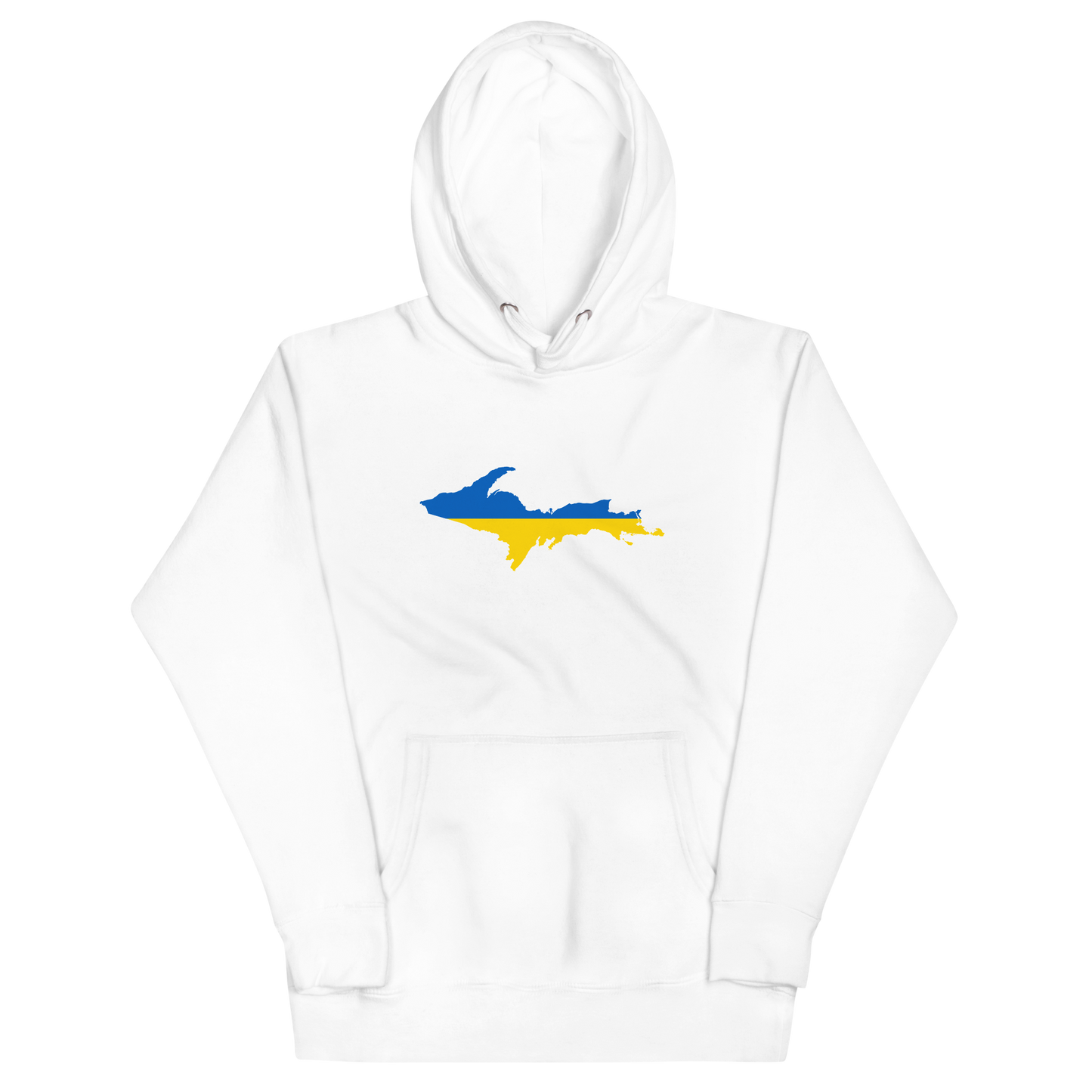 Michigan Upper Peninsula Hoodie (w/ UP Ukraine Flag Outline) | Unisex Premium