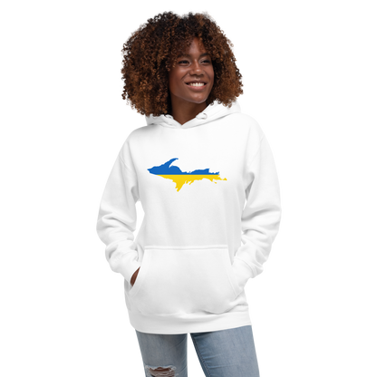 Michigan Upper Peninsula Hoodie (w/ UP Ukraine Flag Outline) | Unisex Premium