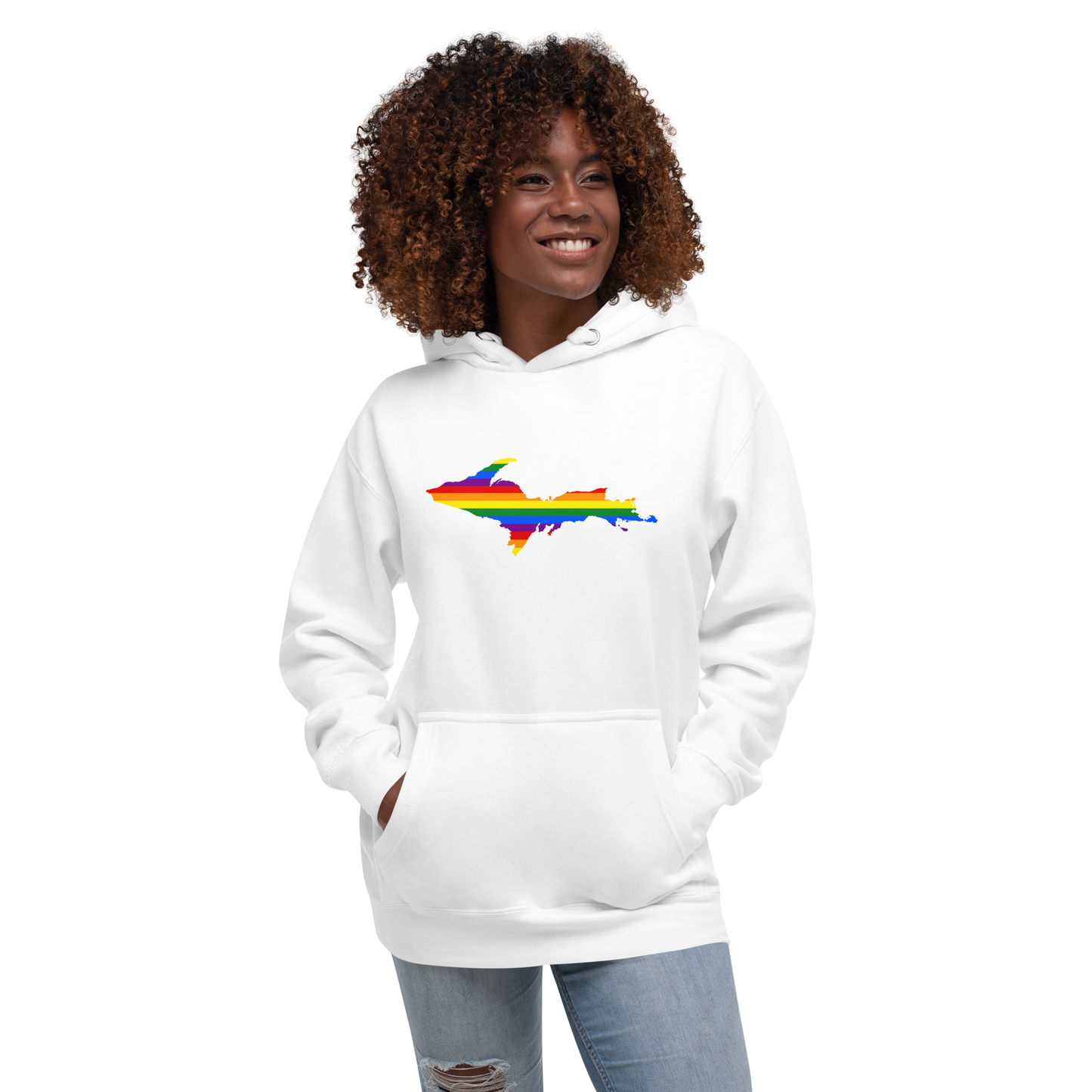 Michigan Upper Peninsula Hoodie (w/ UP Pride Flag Outline) | Unisex Premium