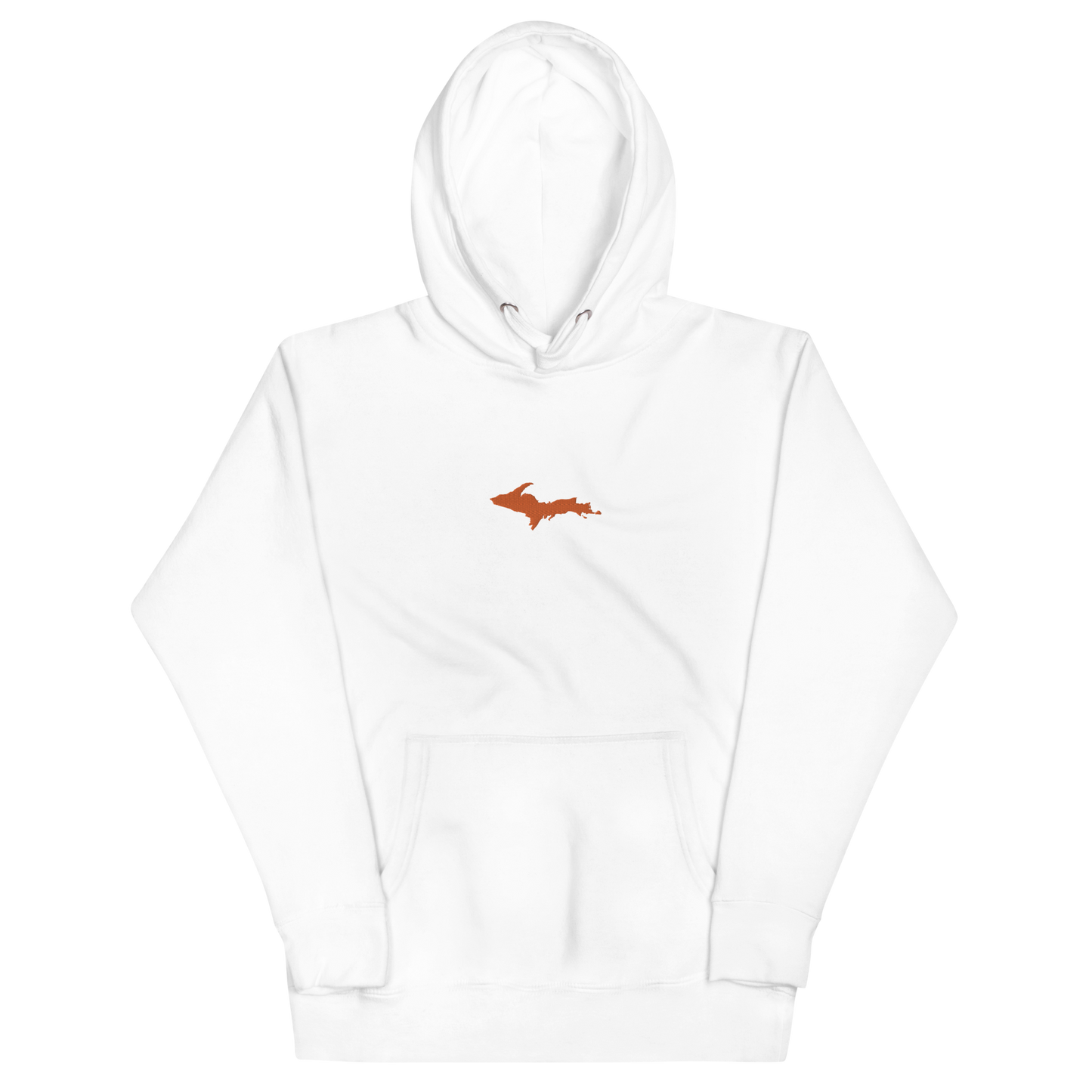 Michigan Upper Peninsula Hoodie (w/ Embroidered Orange UP Outline) | Unisex Premium