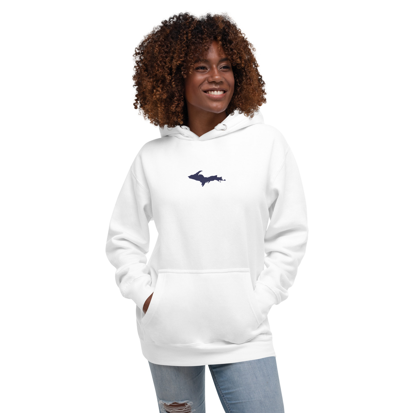 Michigan Upper Peninsula Hoodie (w/ Embroidered UP Outline) | Unisex Premium