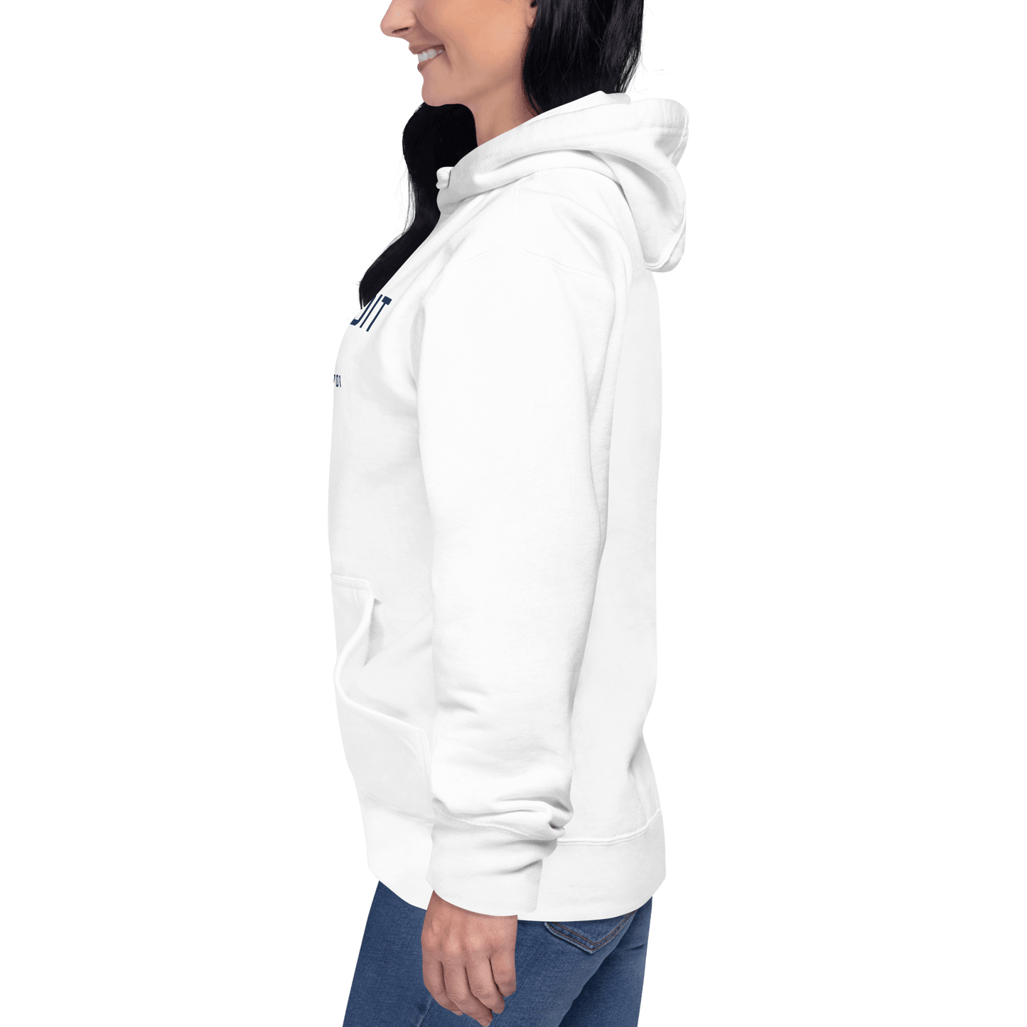 'Détroit Depuis 1701' Hoodie (White/Navy Lettering) | Unisex Premium - Circumspice Michigan