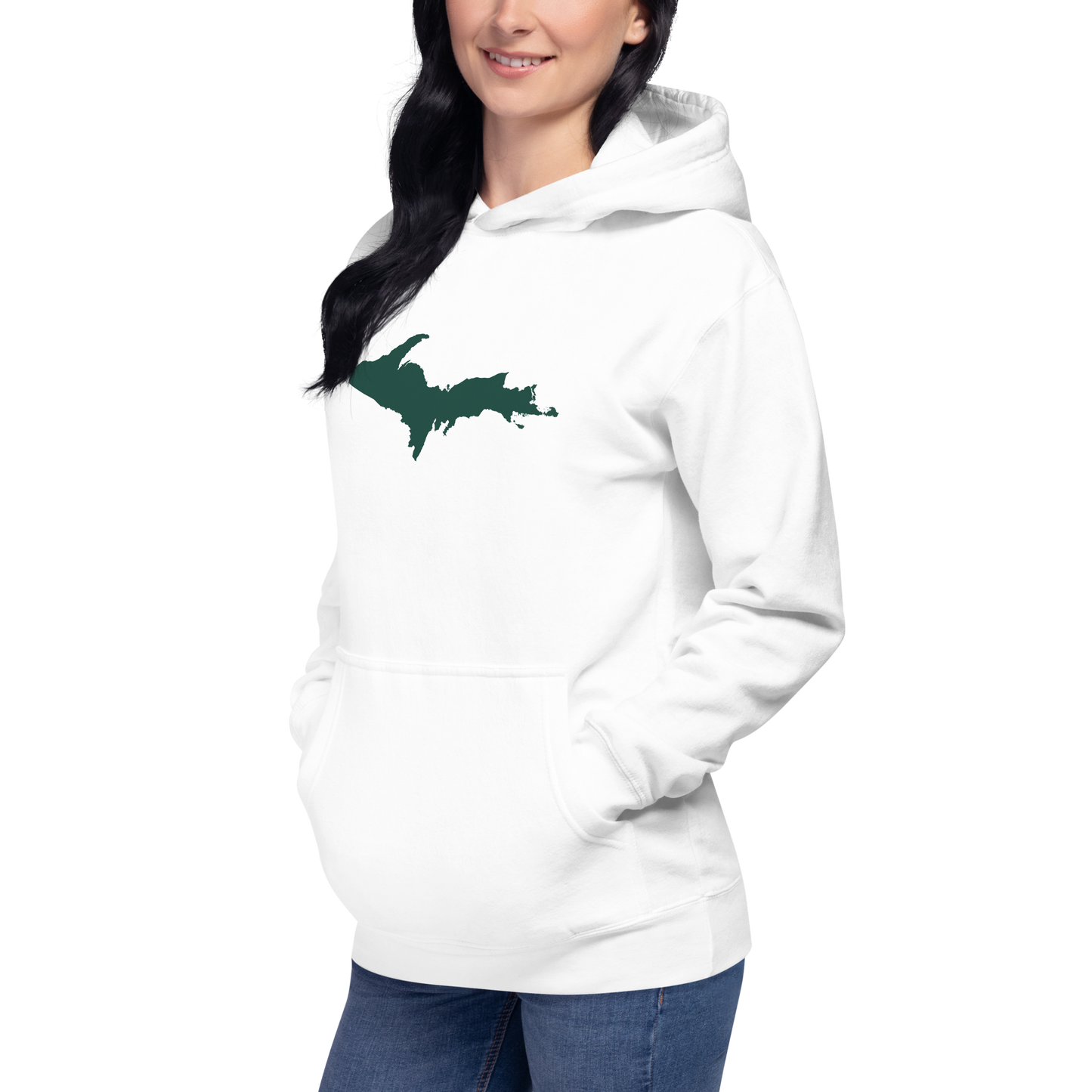 Michigan Upper Peninsula Hoodie (w/ Green UP Outline) | Unisex Premium