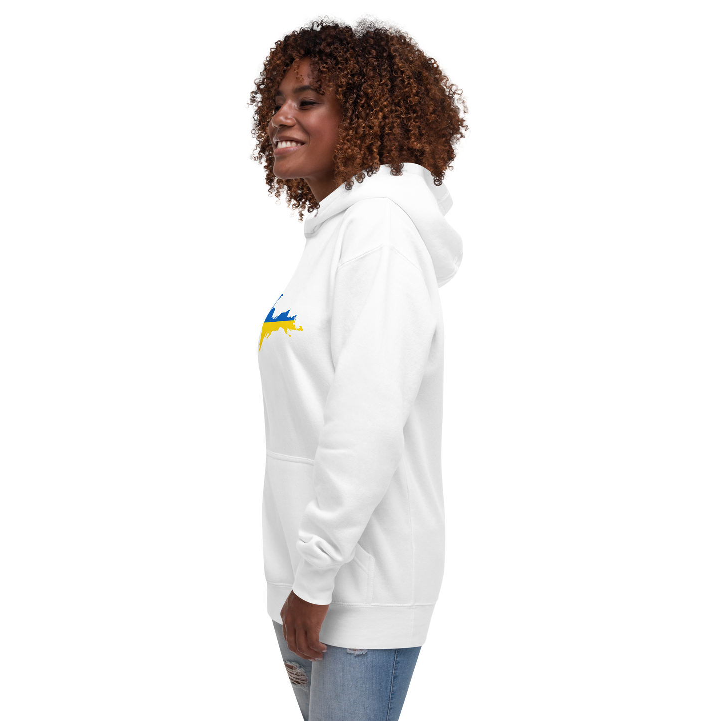 Michigan Upper Peninsula Hoodie (w/ UP Ukraine Flag Outline) | Unisex Premium