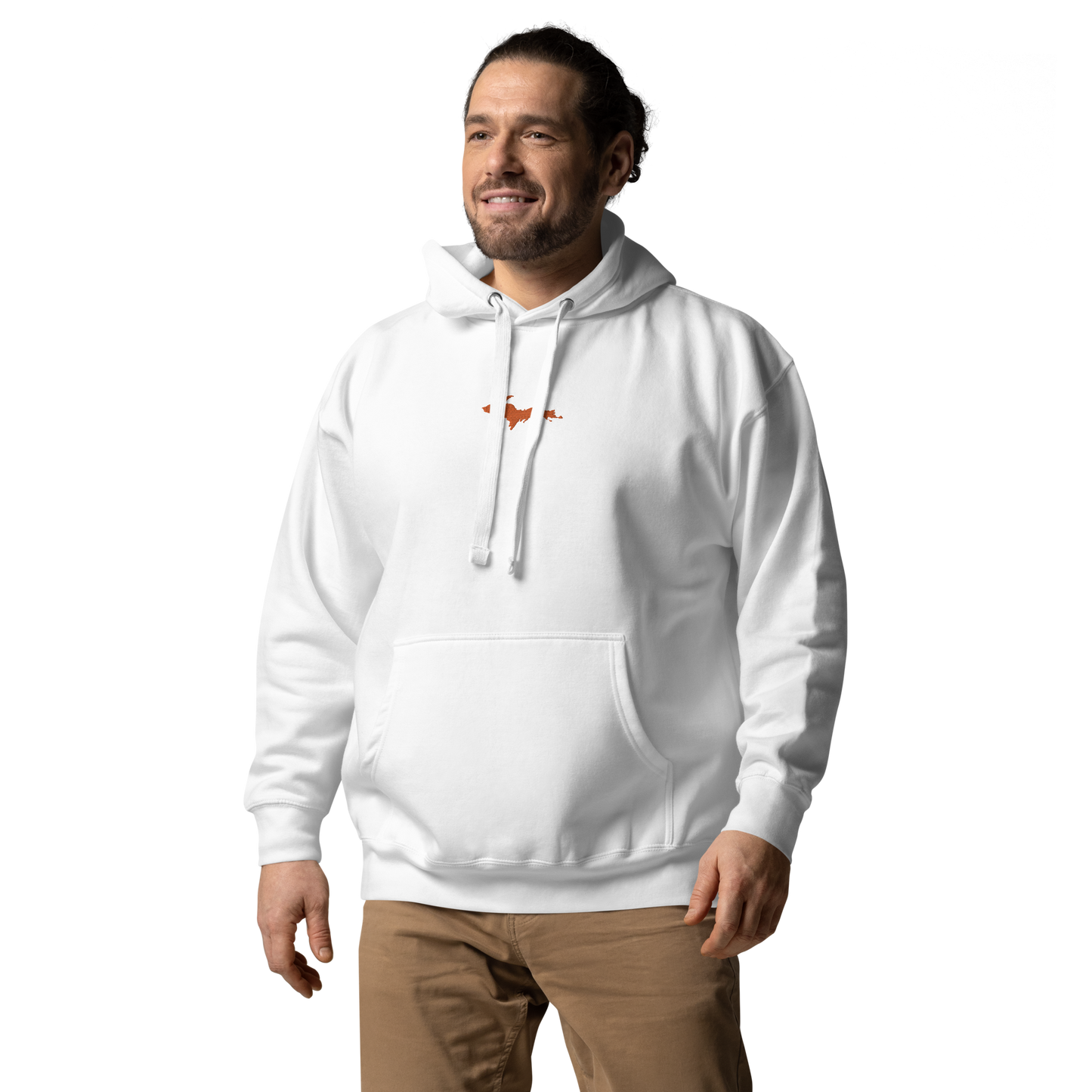 Michigan Upper Peninsula Hoodie (w/ Embroidered Orange UP Outline) | Unisex Premium