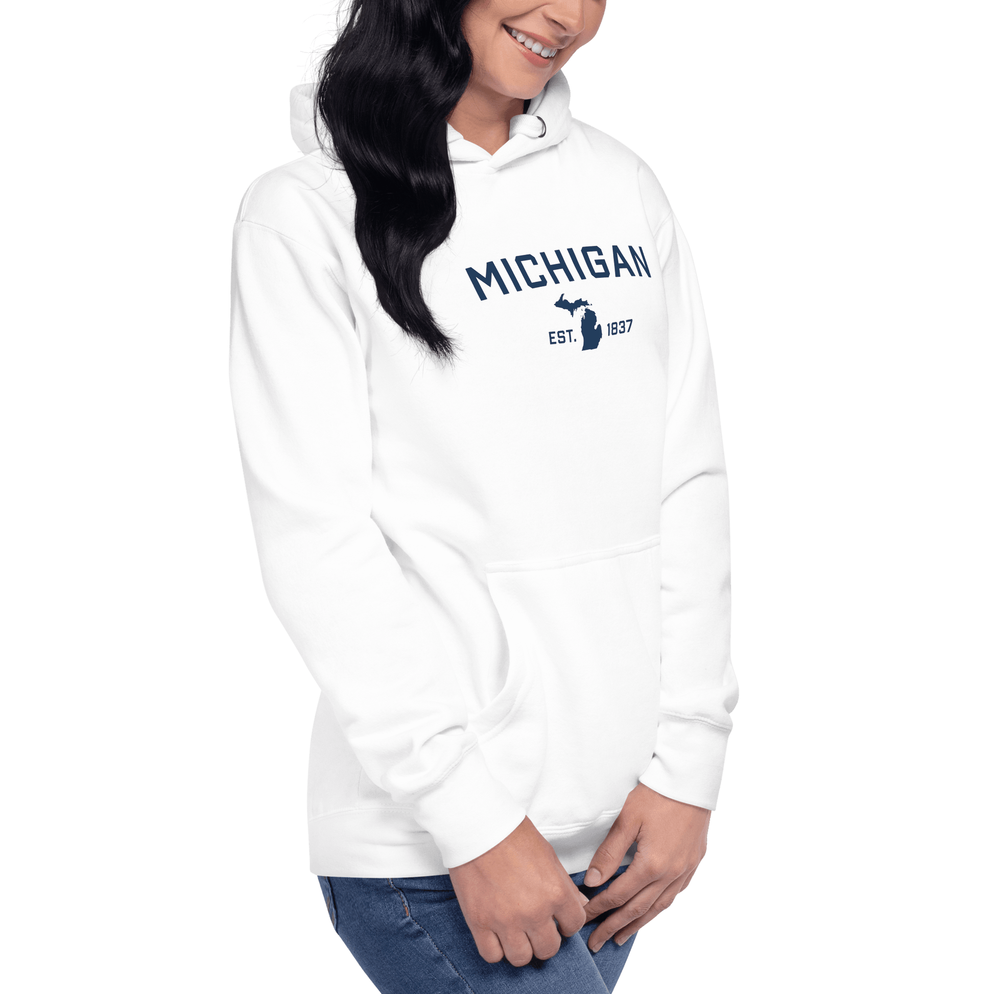 'Michigan EST 1837' Hoodie (w/ Michigan Outline) | Unisex Premium - Circumspice Michigan