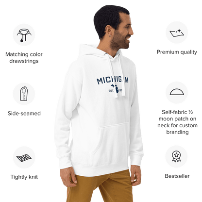 'Michigan EST 1837' Hoodie (w/ Michigan Outline) | Unisex Premium - Circumspice Michigan