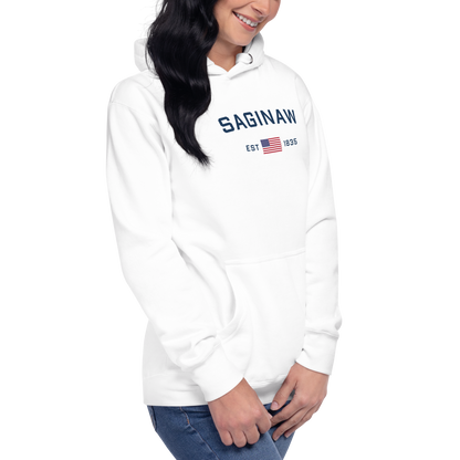 'Saginaw EST 1835' Unisex Premium Hoodie (w/ USA Flag Outline)