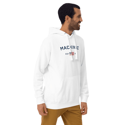 'Mackinac EST 1671' Hoodie (w/ USA Flag Outline) | Unisex Premium - Circumspice Michigan