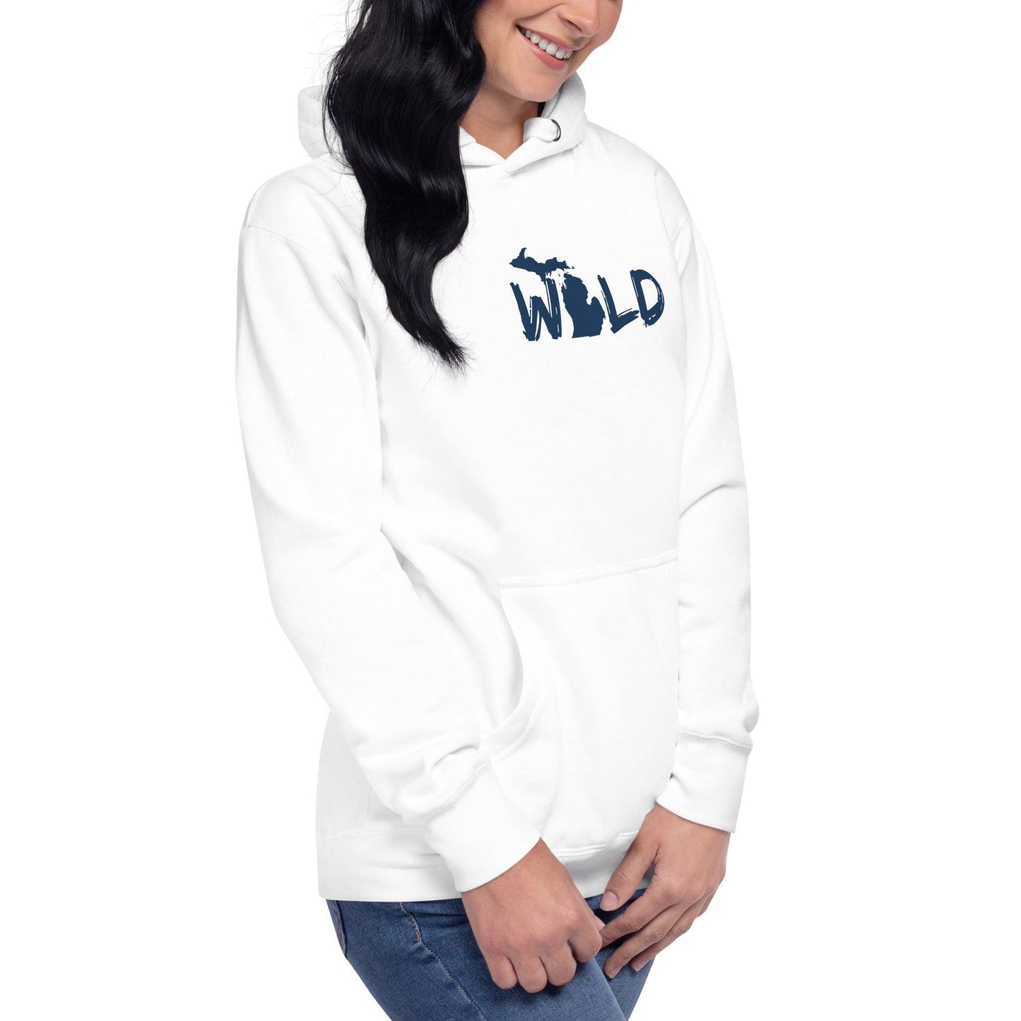 Michigan 'Wild' Hoodie (Paintbrush Font w/ MI Outline) | Unisex Premium - Circumspice Michigan