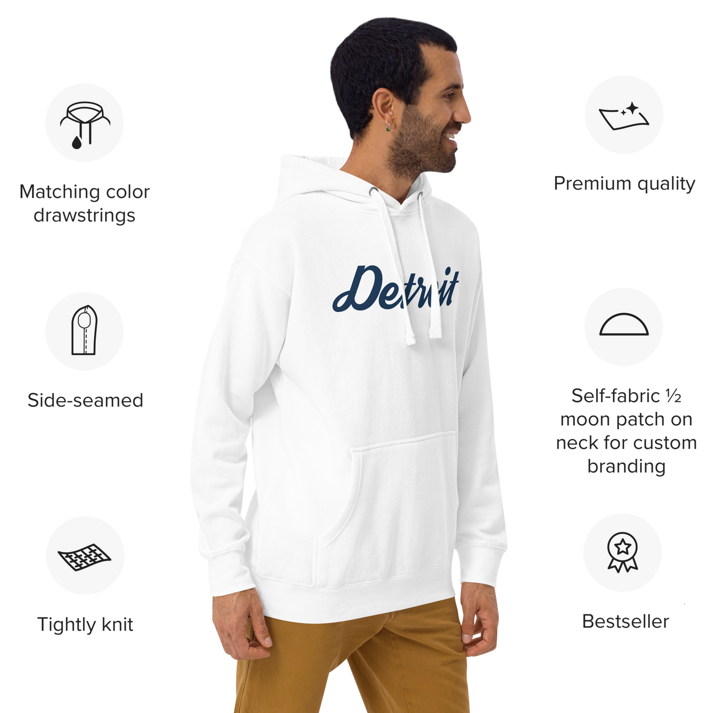 'Detroit' Unisex Premium Hoodie (Script Font)