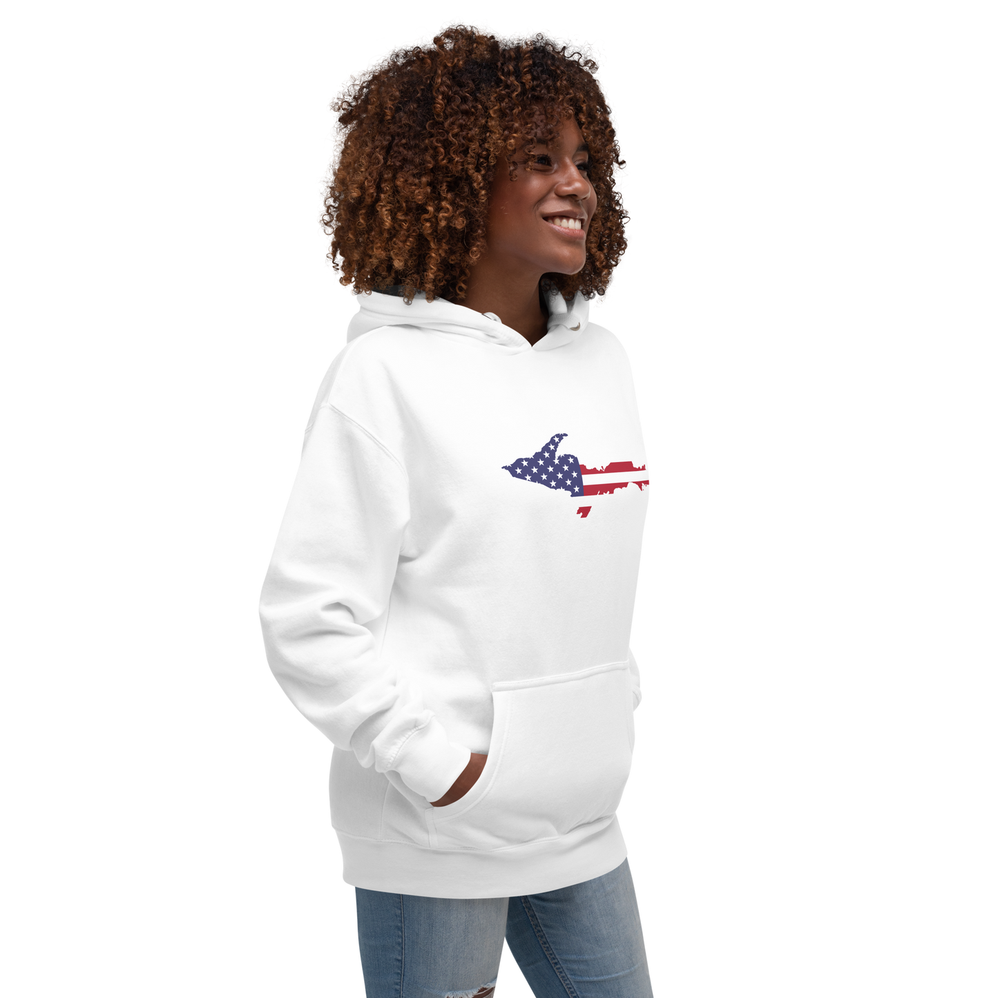 Michigan Upper Peninsula Hoodie (w/ UP USA Flag Outline) | Unisex Premium