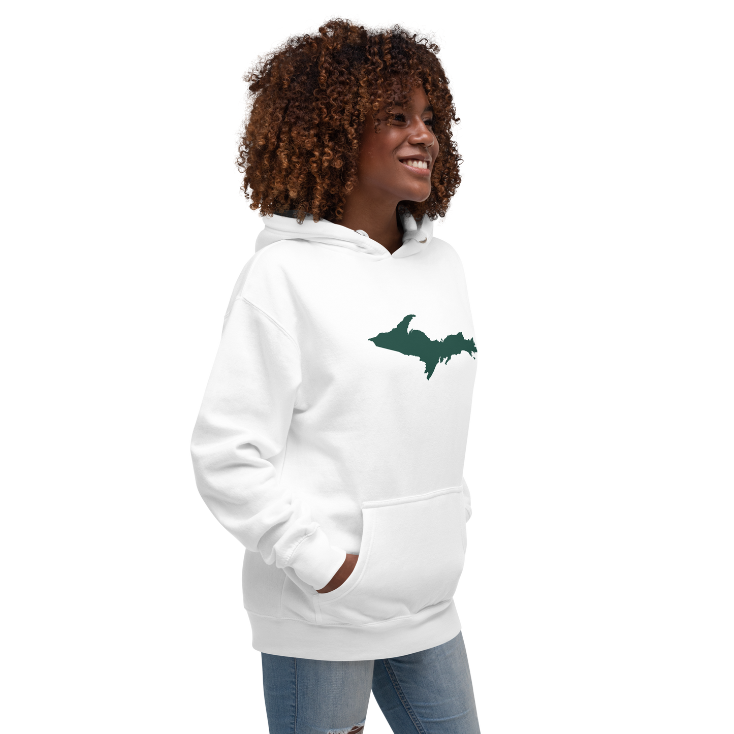 Michigan Upper Peninsula Hoodie (w/ Green UP Outline) | Unisex Premium