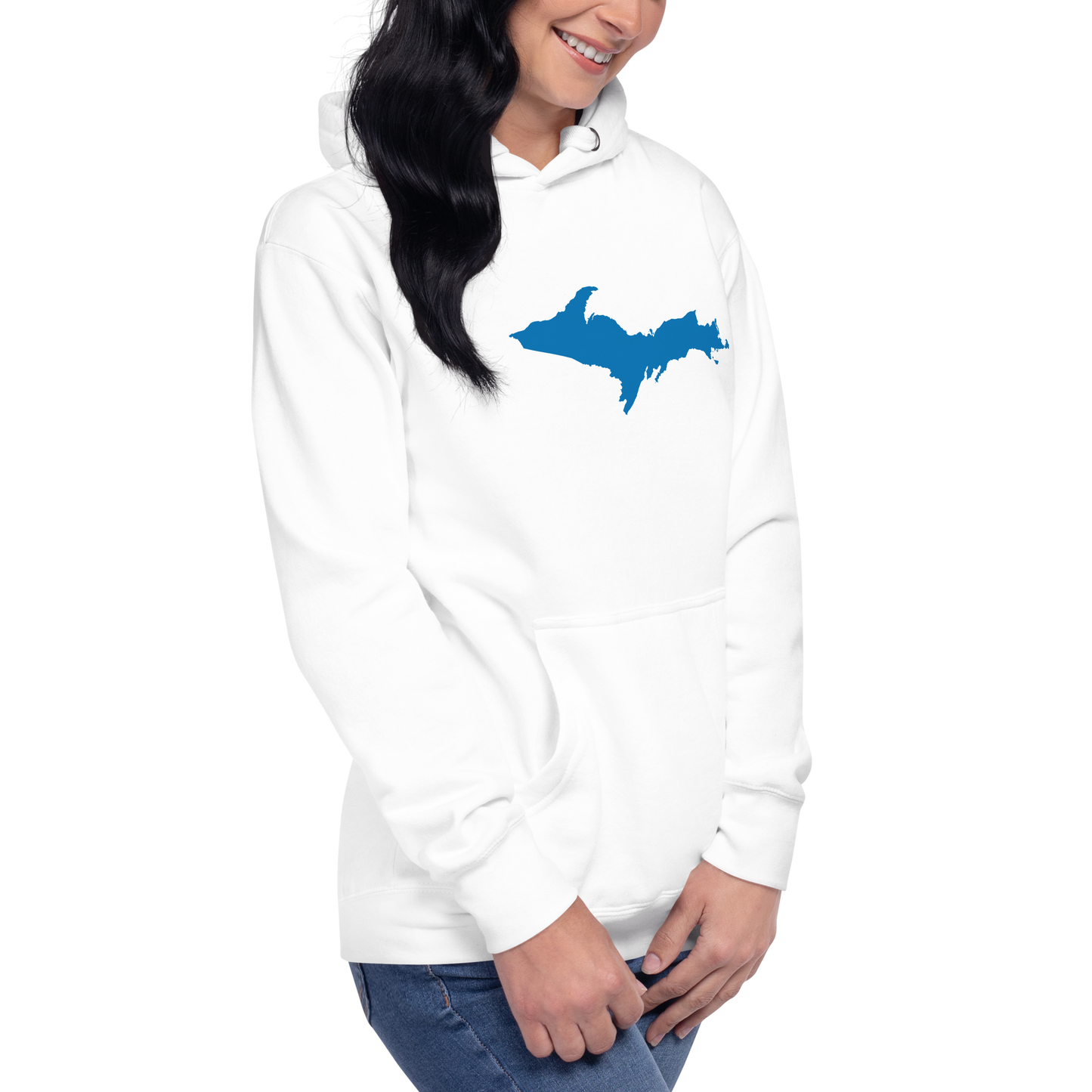 Michigan Upper Peninsula Hoodie (w/ Azure UP Outline) | Unisex Premium