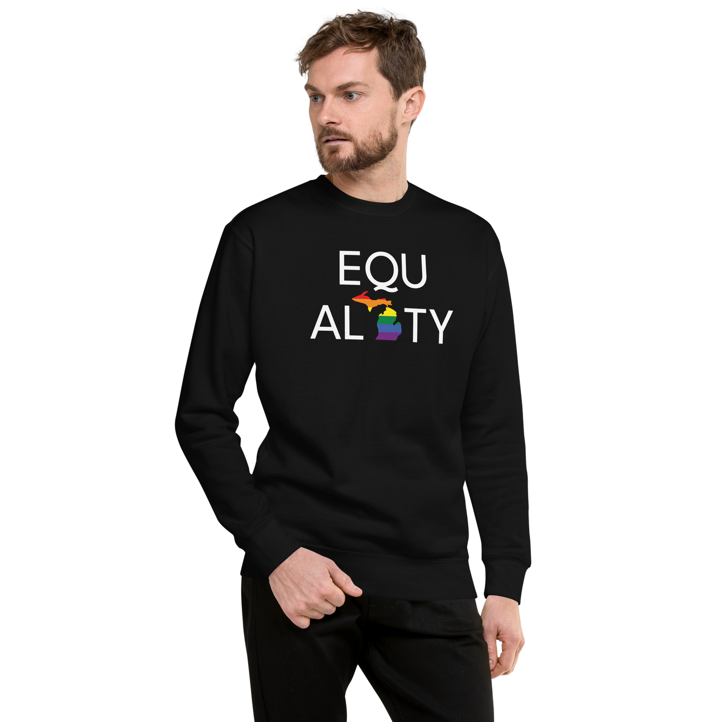 Michigan 'Equality' Premium Sweatshirt (LGBTQ Pride Colors)