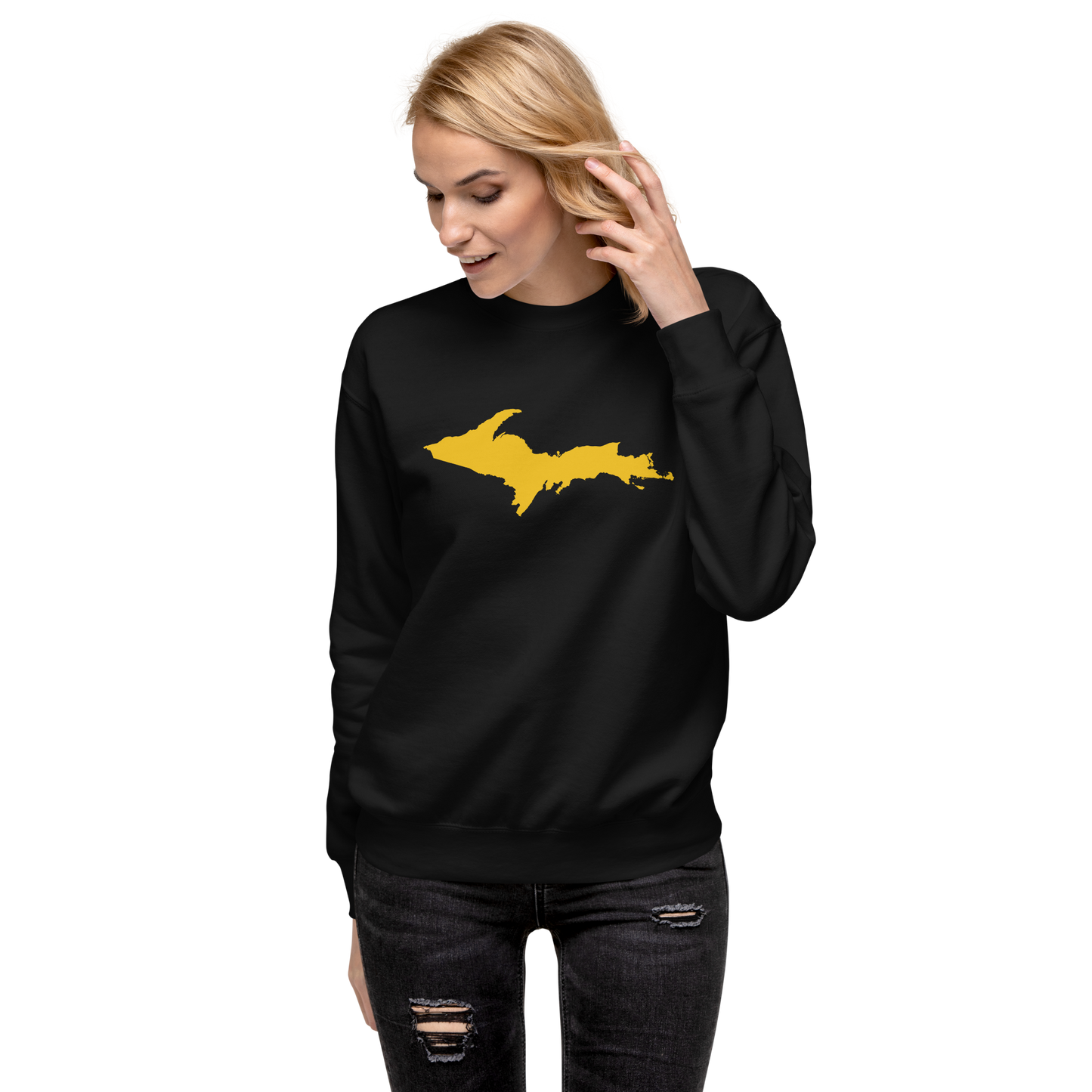 Michigan Upper Peninsula Sweatshirt (w/ Gold UP Outline) | Unisex Premium