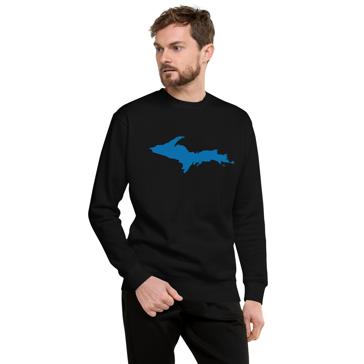 Michigan Upper Peninsula Sweatshirt (w/ Azure UP Outline) | Unisex Premium