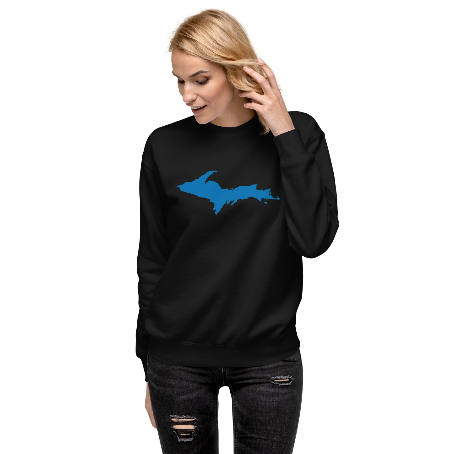 Michigan Upper Peninsula Sweatshirt (w/ Azure UP Outline) | Unisex Premium