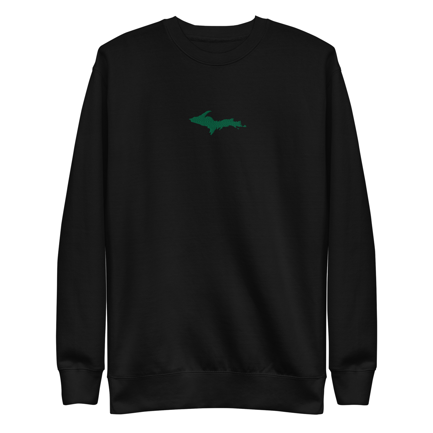 Michigan Upper Peninsula Sweatshirt (w/ Embroidered Green UP Outline) | Unisex Premium