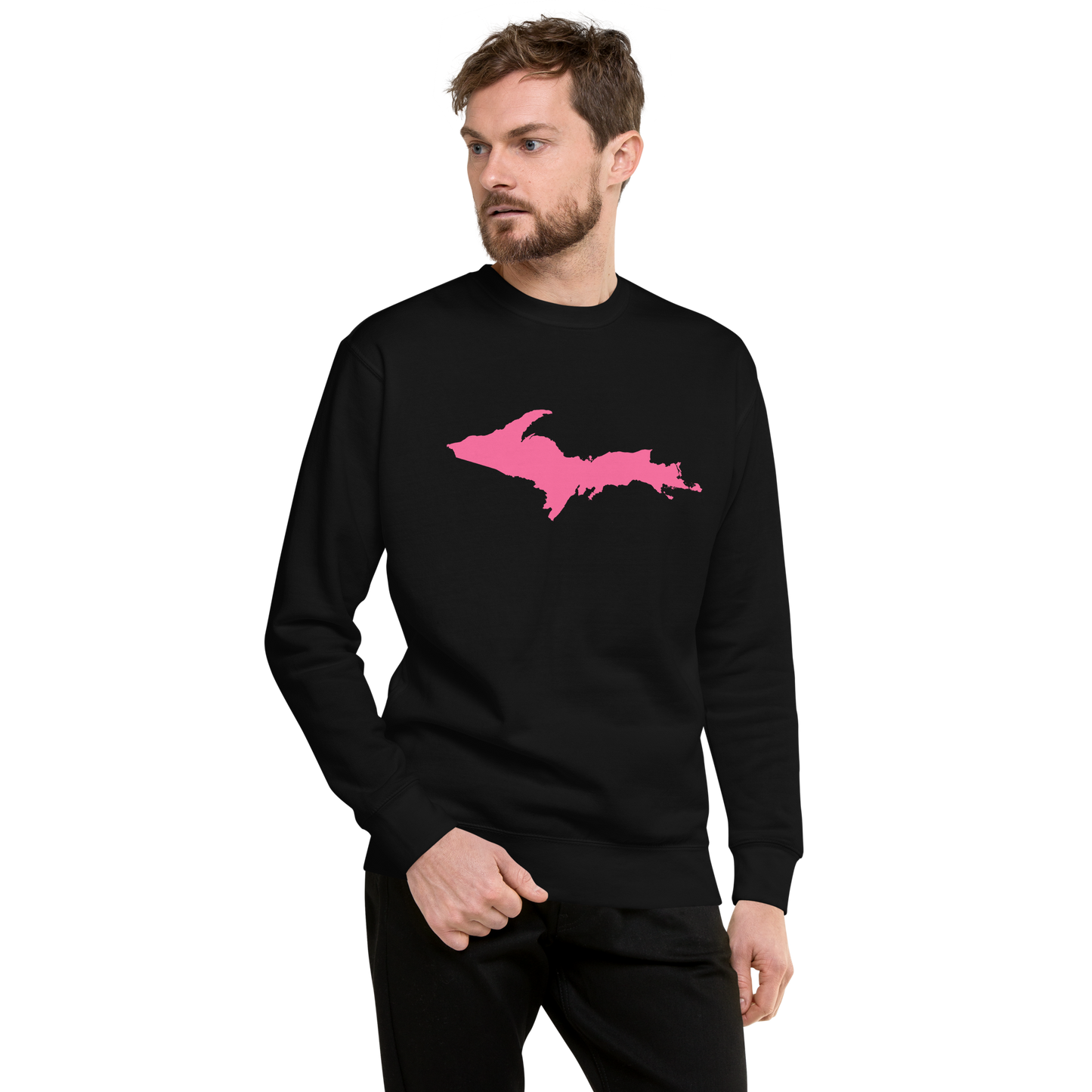 Michigan Upper Peninsula Sweatshirt (w/ Pink UP Outline) | Unisex Premium