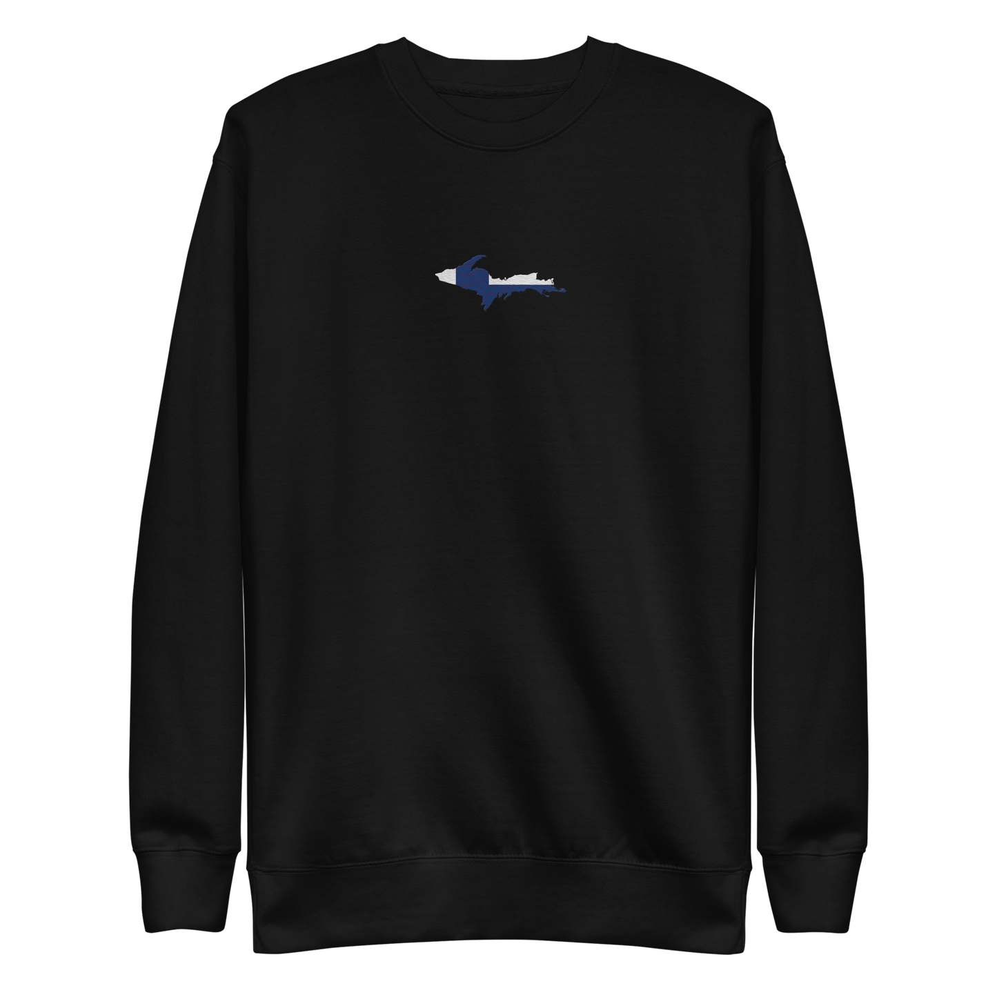 Michigan Upper Peninsula Sweatshirt (Embroidered w/ UP Finland Flag Outline) | Unisex Premium