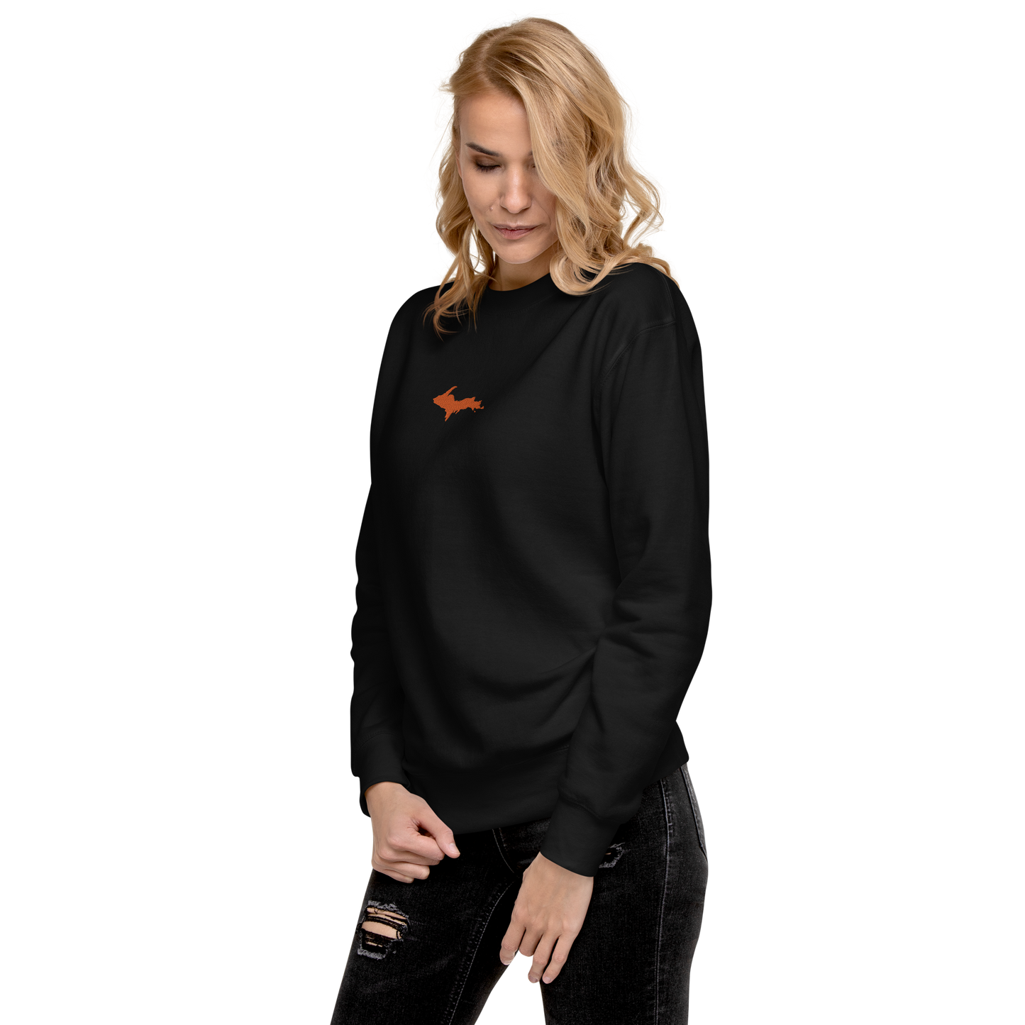 Michigan Upper Peninsula Sweatshirt (w/ Embroidered Orange UP Outline) | Unisex Premium