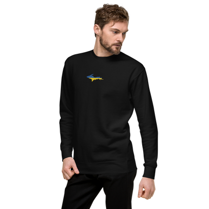 Michigan Upper Peninsula Sweatshirt (Embroidered w/ UP Ukraine Flag Outline) | Unisex Premium