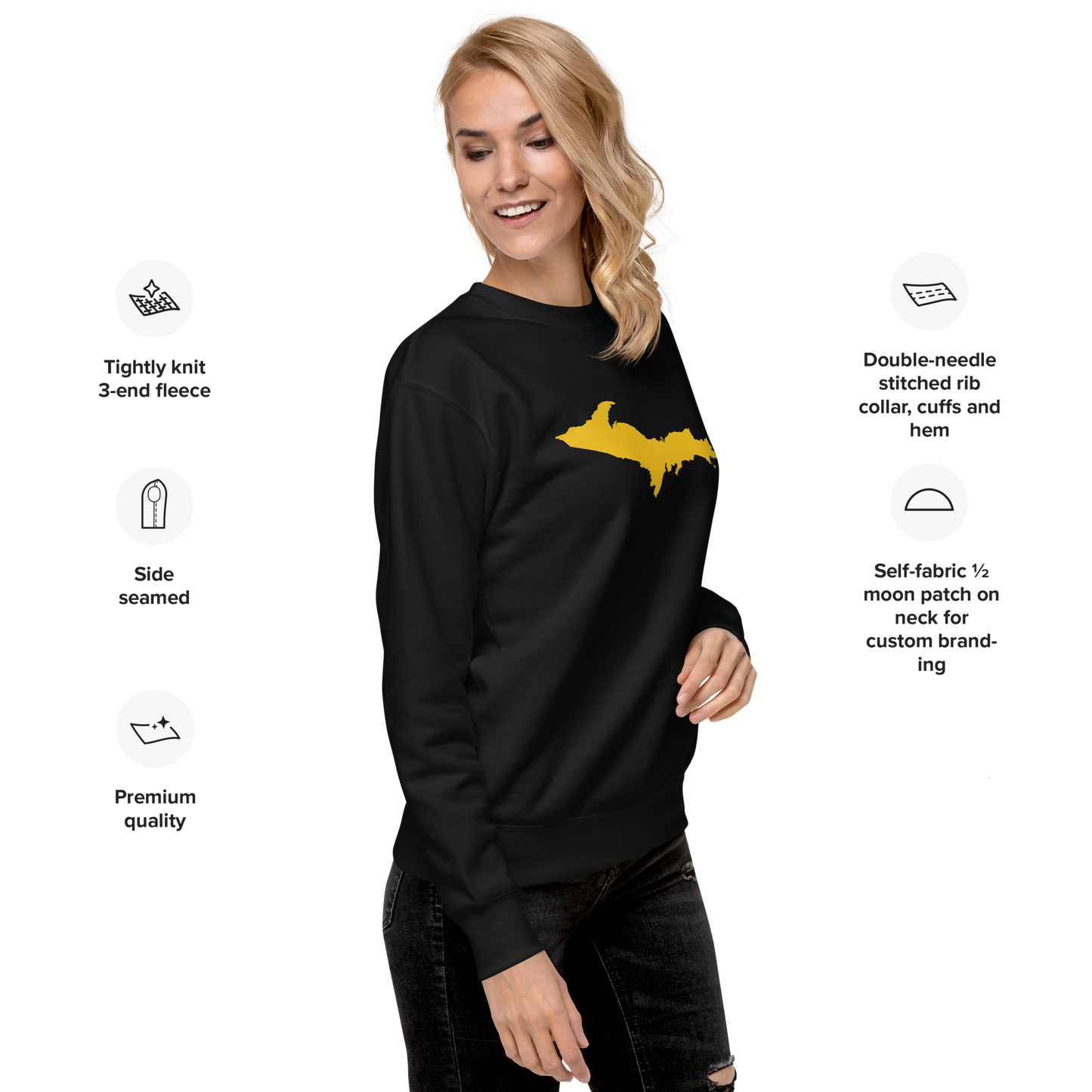 Michigan Upper Peninsula Sweatshirt (w/ Gold UP Outline) | Unisex Premium