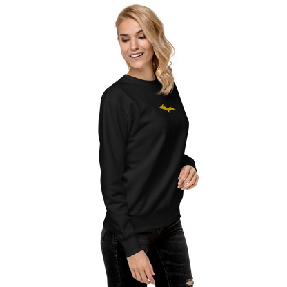 Michigan Upper Peninsula Sweatshirt (w/ Embroidered Gold UP Outline) | Unisex Premium