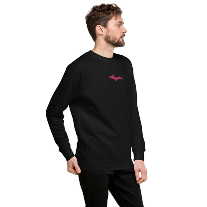 Michigan Upper Peninsula Sweatshirt (w/ Embroidered Pink UP Outline) | Unisex Premium