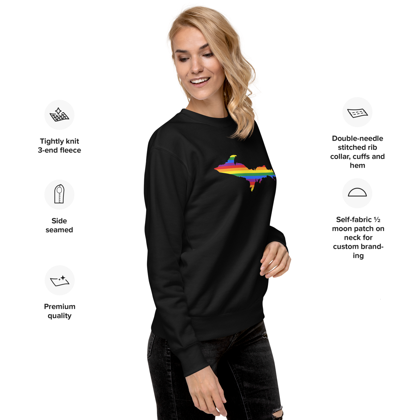 Michigan Upper Peninsula Sweatshirt (w/ UP Pride Flag Outline) | Unisex Premium