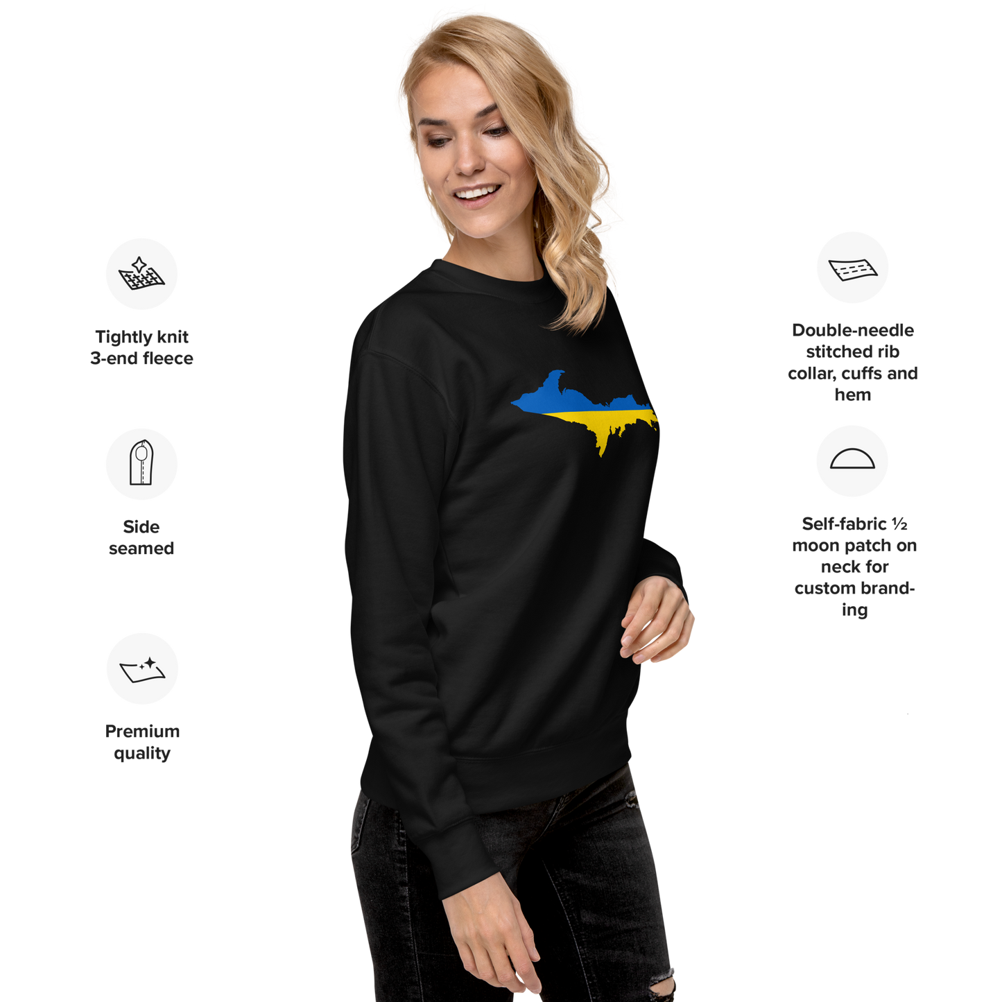 Michigan Upper Peninsula Sweatshirt (w/ UP Ukraine Outline) | Unsiex Premium